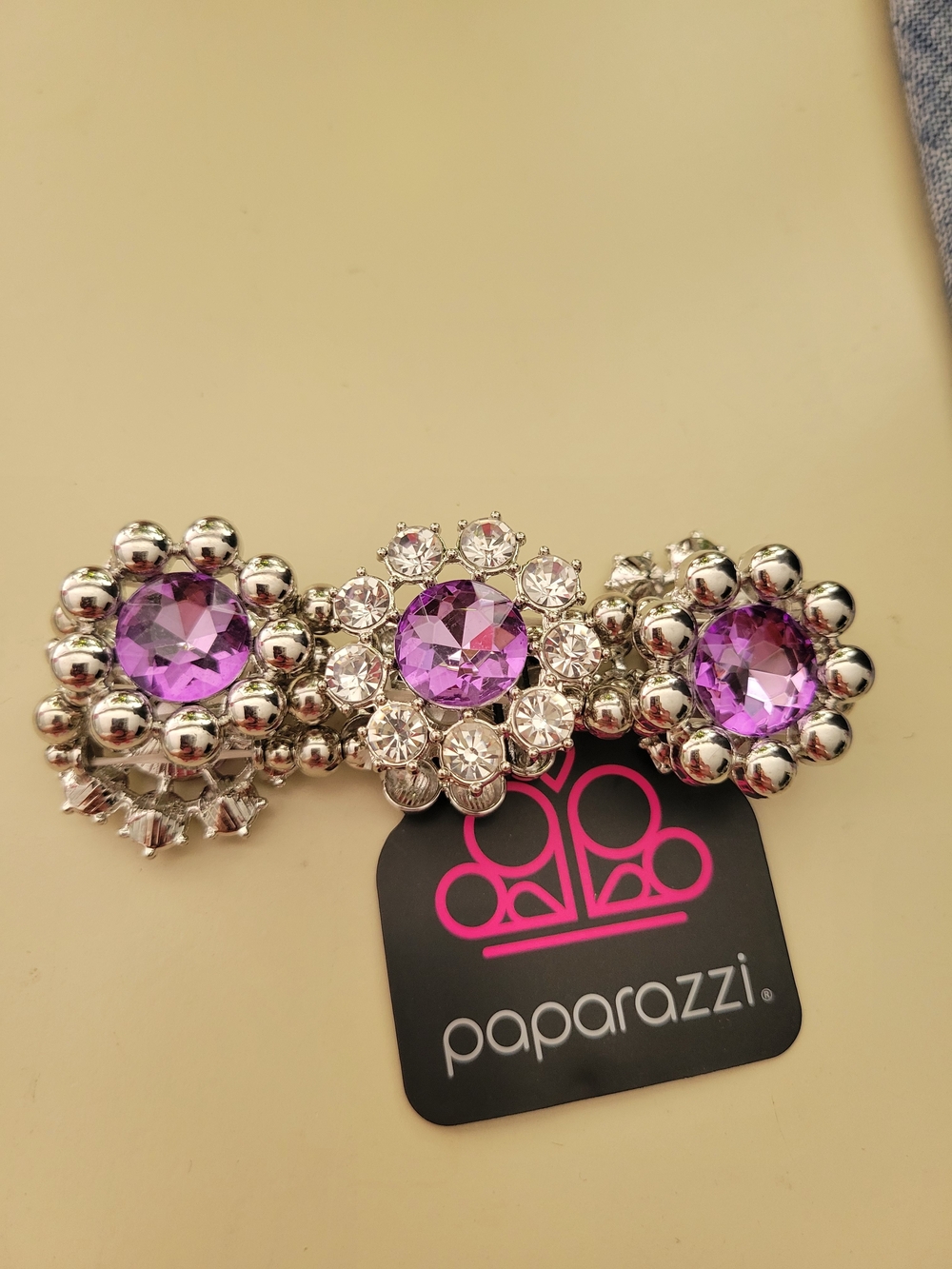 Paparazzi Purple Crystal Flower Bracelet